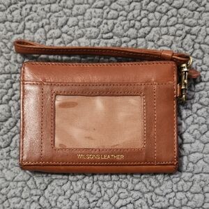 Wilsons Leather Brown Leather Zip Wallet Wristlet